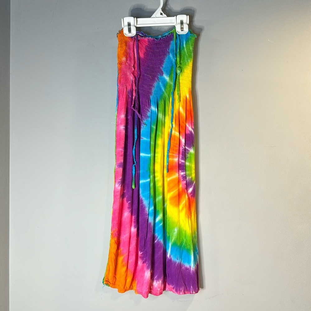 Rainbow, tie-dyed sundress